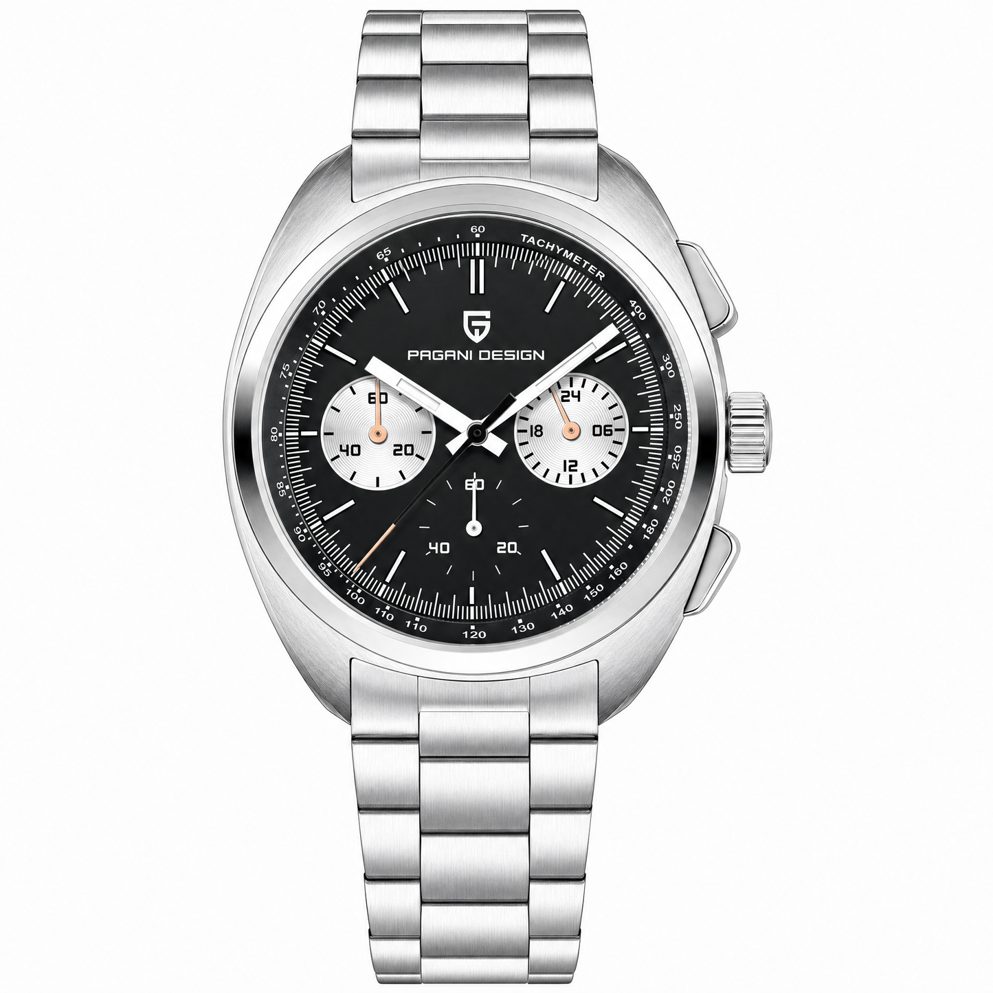 Pagani Design 1782 Panda chronograph shown on the wrist